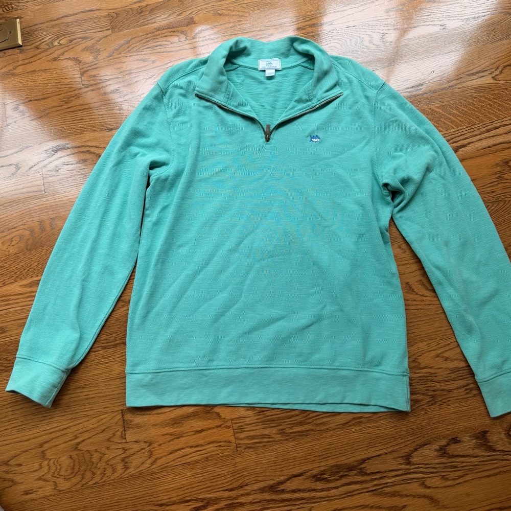 Southern Tide Men's Green Quarter-Zip Sweater